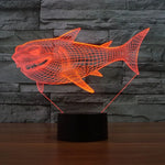 Lampe de bureau créative en stéréo visuelle à 7 couleurs, lampe de nuit, motif requin de profil