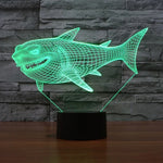 Lampe de bureau créative en stéréo visuelle à 7 couleurs, lampe de nuit, motif requin de profil