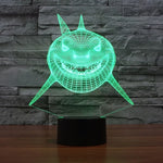 Lampe de bureau lumineuse créative, 7 couleurs, style requin, visualisation 3D