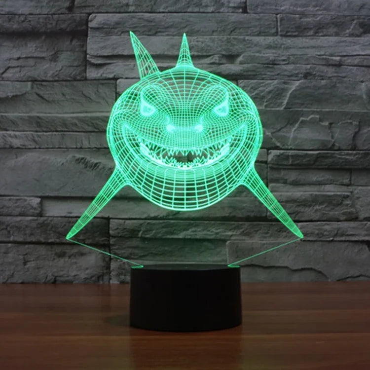 Lampe de bureau lumineuse créative, 7 couleurs, style requin, visualisation 3D