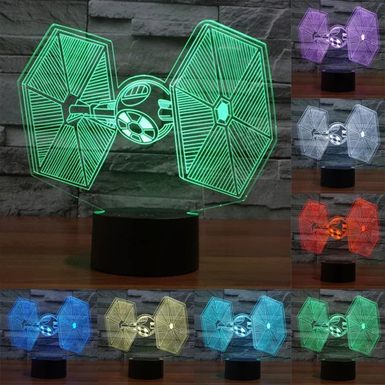 Lampe de bureau/veilleuse stéréo visuelle créative 7 couleurs avec décoloration, style TIE Fighter