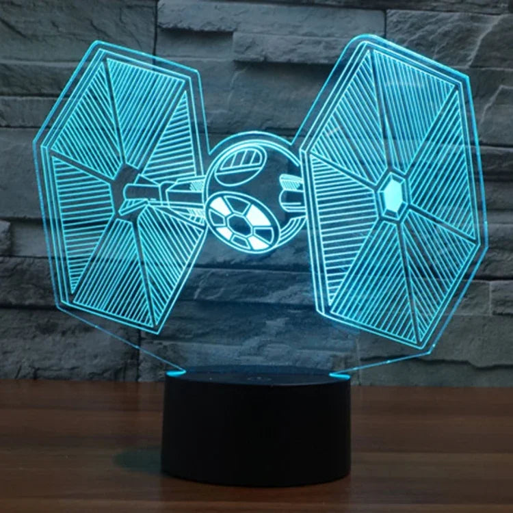 Lampe de bureau/veilleuse stéréo visuelle créative 7 couleurs avec décoloration, style TIE Fighter