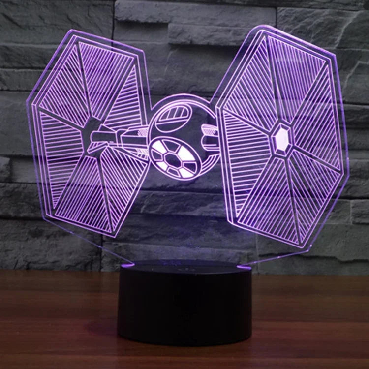 Lampe de bureau/veilleuse stéréo visuelle créative 7 couleurs avec décoloration, style TIE Fighter
