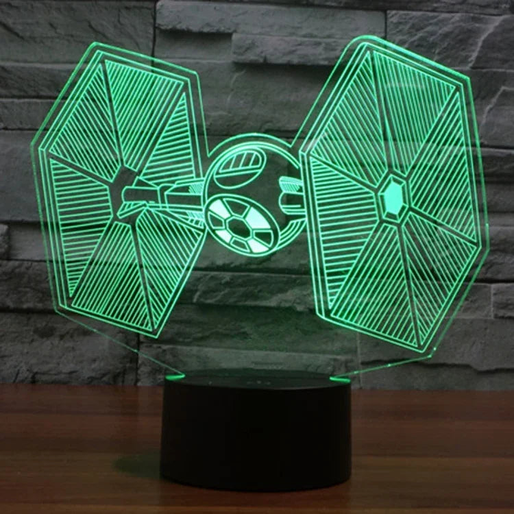 Lampe de bureau/veilleuse stéréo visuelle créative 7 couleurs avec décoloration, style TIE Fighter