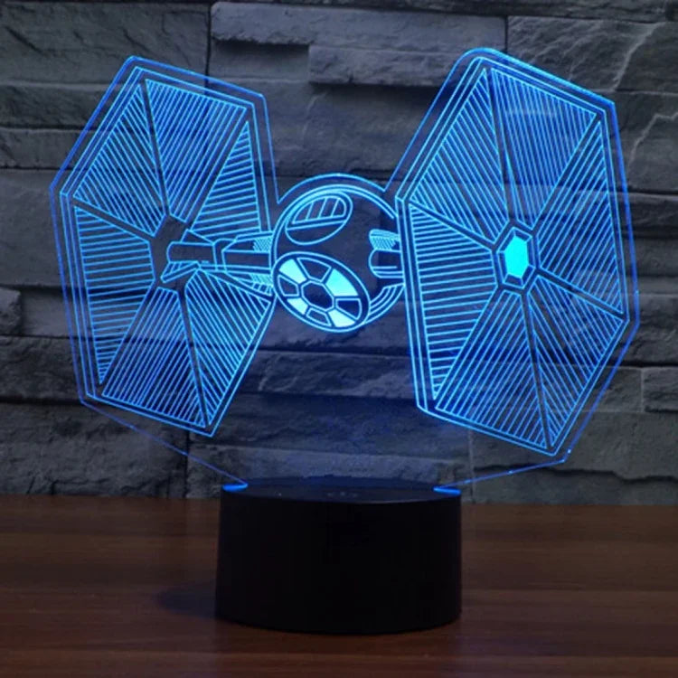 Lampe de bureau/veilleuse stéréo visuelle créative 7 couleurs avec décoloration, style TIE Fighter