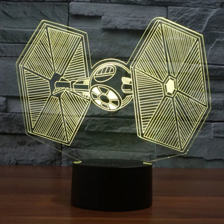 Lampe de bureau/veilleuse stéréo visuelle créative 7 couleurs avec décoloration, style TIE Fighter