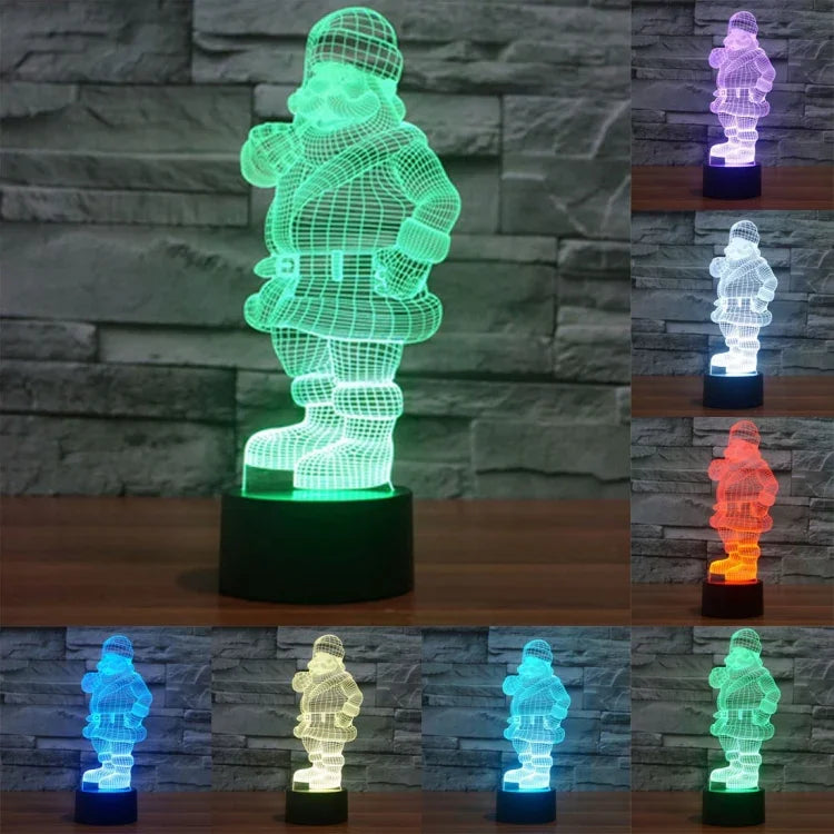 Lampe de bureau lumineuse créative 3D à 7 couleurs, Veilleuse, style Père Noël