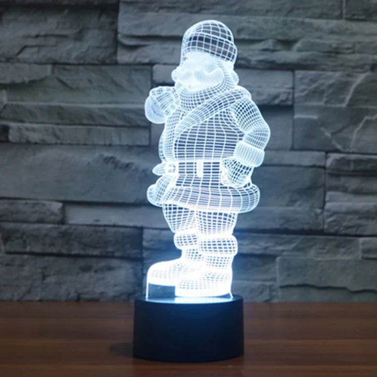 Lampe de bureau lumineuse créative 3D à 7 couleurs, Veilleuse, style Père Noël