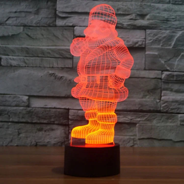Lampe de bureau lumineuse créative 3D à 7 couleurs, Veilleuse, style Père Noël