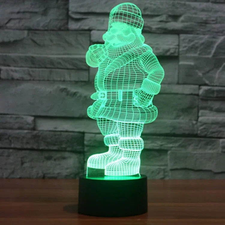 Lampe de bureau lumineuse créative 3D à 7 couleurs, Veilleuse, style Père Noël