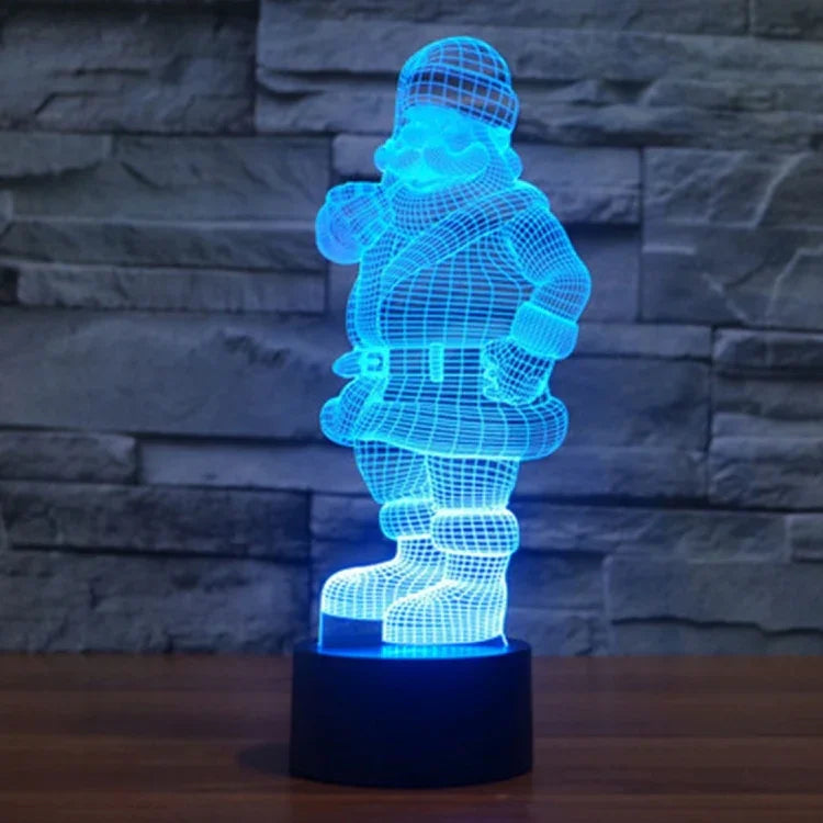Lampe de bureau lumineuse créative 3D à 7 couleurs, Veilleuse, style Père Noël