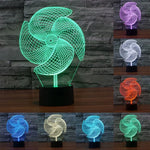 Lampe de bureau lumineuse créative à changement de couleur 7 couleurs, Veilleuse de style grand moulin à vent