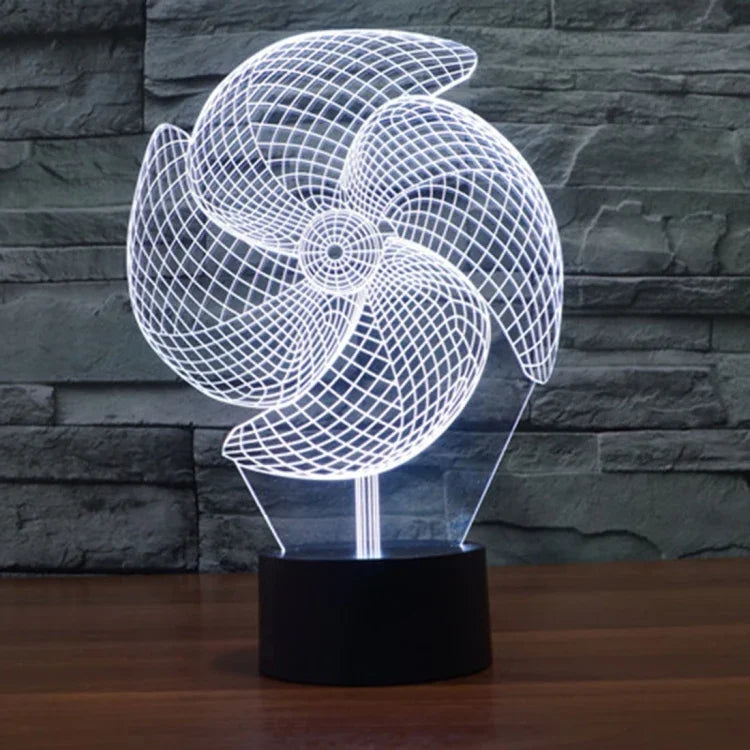 Lampe de bureau lumineuse créative à changement de couleur 7 couleurs, Veilleuse de style grand moulin à vent