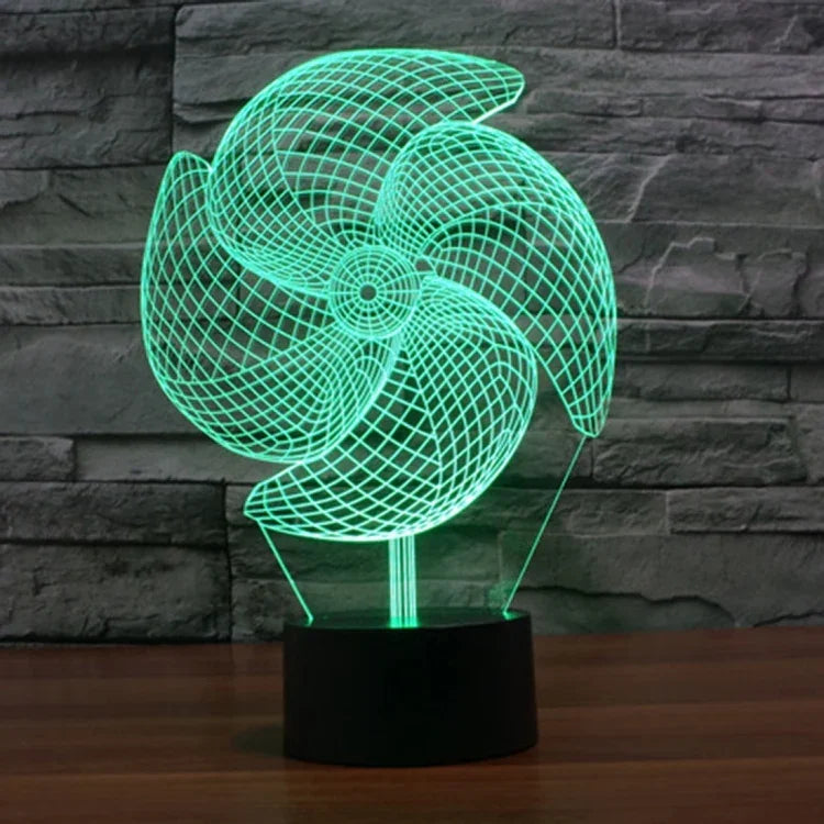 Lampe de bureau lumineuse créative à changement de couleur 7 couleurs, Veilleuse de style grand moulin à vent