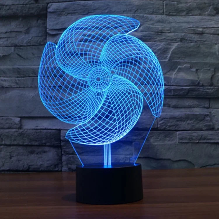 Lampe de bureau lumineuse créative à changement de couleur 7 couleurs, Veilleuse de style grand moulin à vent