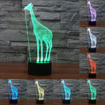 Lampe de Bureau Stéréo Visuelle Créative 7 Couleurs Décoloration Veilleuse, Style Girafe