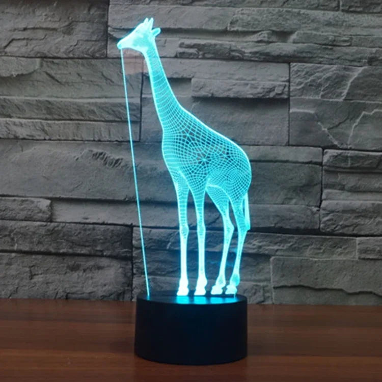 Lampe de Bureau Stéréo Visuelle Créative 7 Couleurs Décoloration Veilleuse, Style Girafe