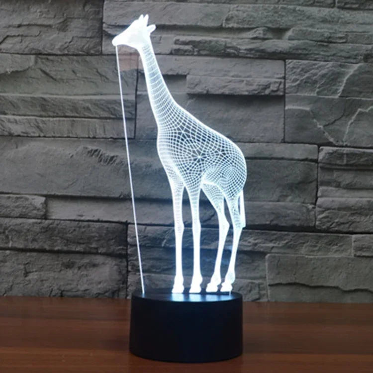 Lampe de Bureau Stéréo Visuelle Créative 7 Couleurs Décoloration Veilleuse, Style Girafe