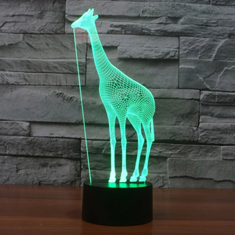Lampe de Bureau Stéréo Visuelle Créative 7 Couleurs Décoloration Veilleuse, Style Girafe