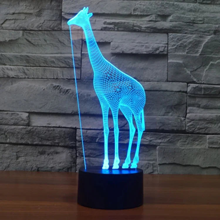 Lampe de Bureau Stéréo Visuelle Créative 7 Couleurs Décoloration Veilleuse, Style Girafe