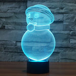 Lampe de bureau/veilleuse à stéréoscopie visuelle créative à 7 couleurs, style bonhomme de neige