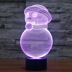 Lampe de bureau/veilleuse à stéréoscopie visuelle créative à 7 couleurs, style bonhomme de neige