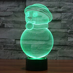 Lampe de bureau/veilleuse à stéréoscopie visuelle créative à 7 couleurs, style bonhomme de neige