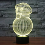 Lampe de bureau/veilleuse à stéréoscopie visuelle créative à 7 couleurs, style bonhomme de neige