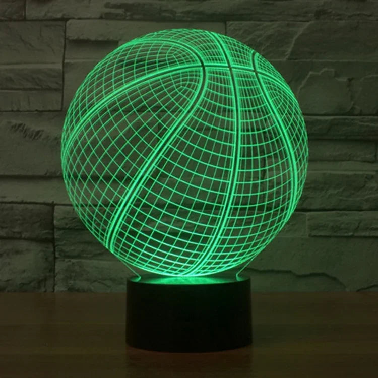 Lampe de Bureau Lampe de Nuit Stéréo Visuelle Créative à Décoloration 7 Couleurs, Style Basket-ball