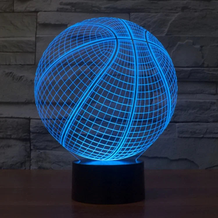 Lampe de Bureau Lampe de Nuit Stéréo Visuelle Créative à Décoloration 7 Couleurs, Style Basket-ball