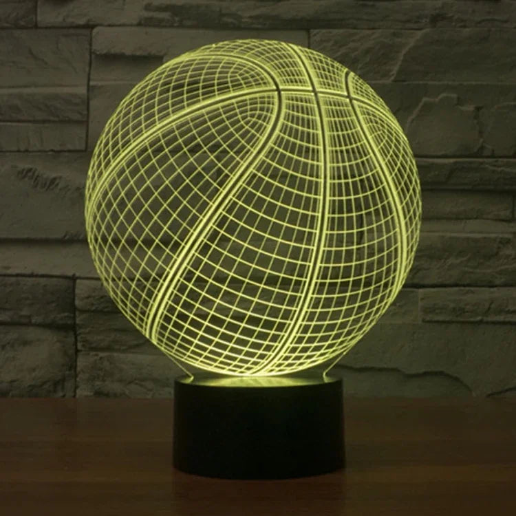 Lampe de Bureau Lampe de Nuit Stéréo Visuelle Créative à Décoloration 7 Couleurs, Style Basket-ball