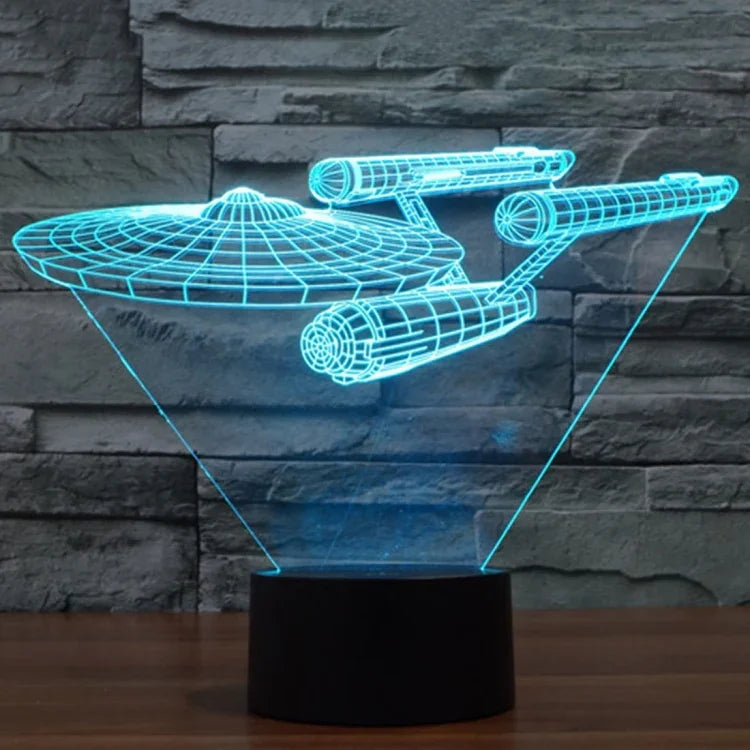 Lampe de bureau créative avec décoloration 7 couleurs, lampe de nuit stéréo visuelle, style vaisseau de guerre Star Trek