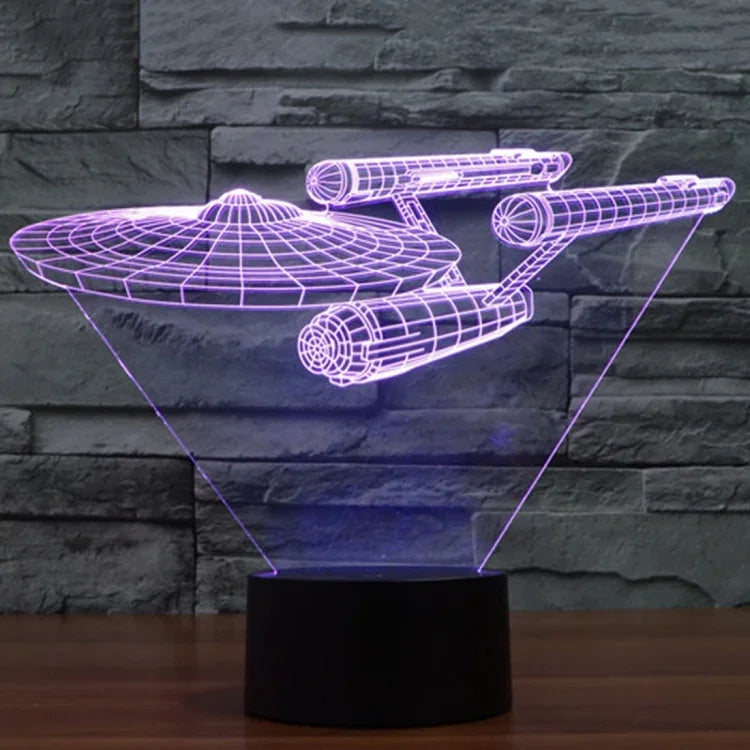 Lampe de bureau créative avec décoloration 7 couleurs, lampe de nuit stéréo visuelle, style vaisseau de guerre Star Trek