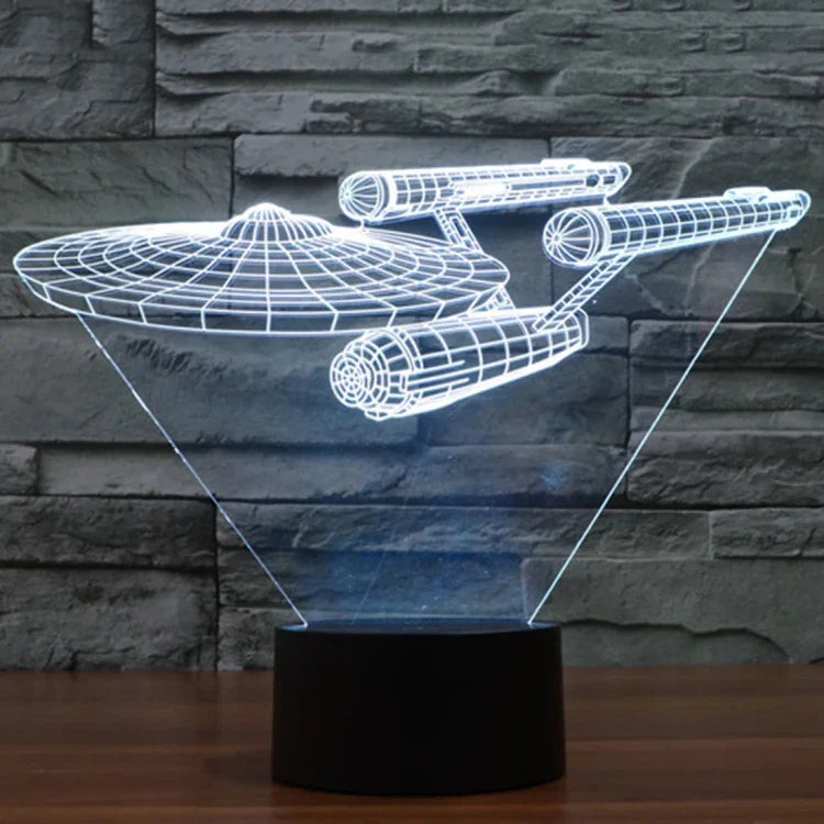 Lampe de bureau créative avec décoloration 7 couleurs, lampe de nuit stéréo visuelle, style vaisseau de guerre Star Trek