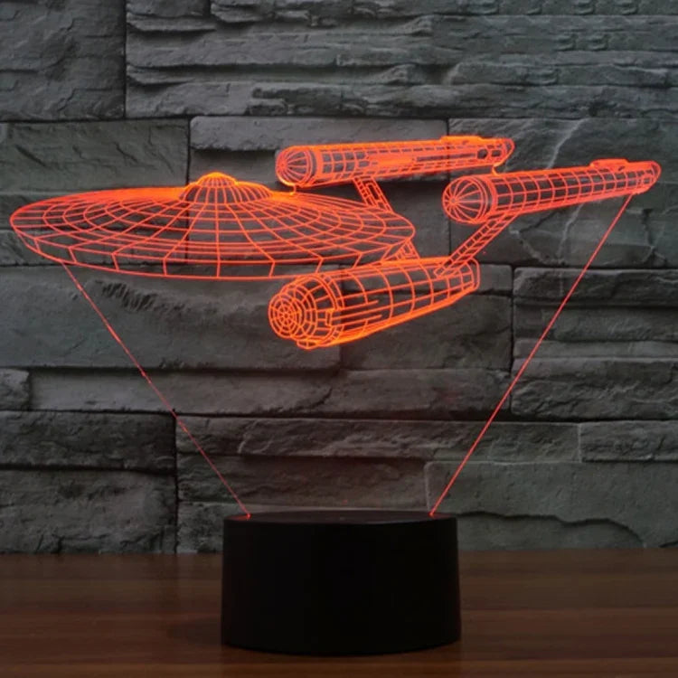 Lampe de bureau créative avec décoloration 7 couleurs, lampe de nuit stéréo visuelle, style vaisseau de guerre Star Trek