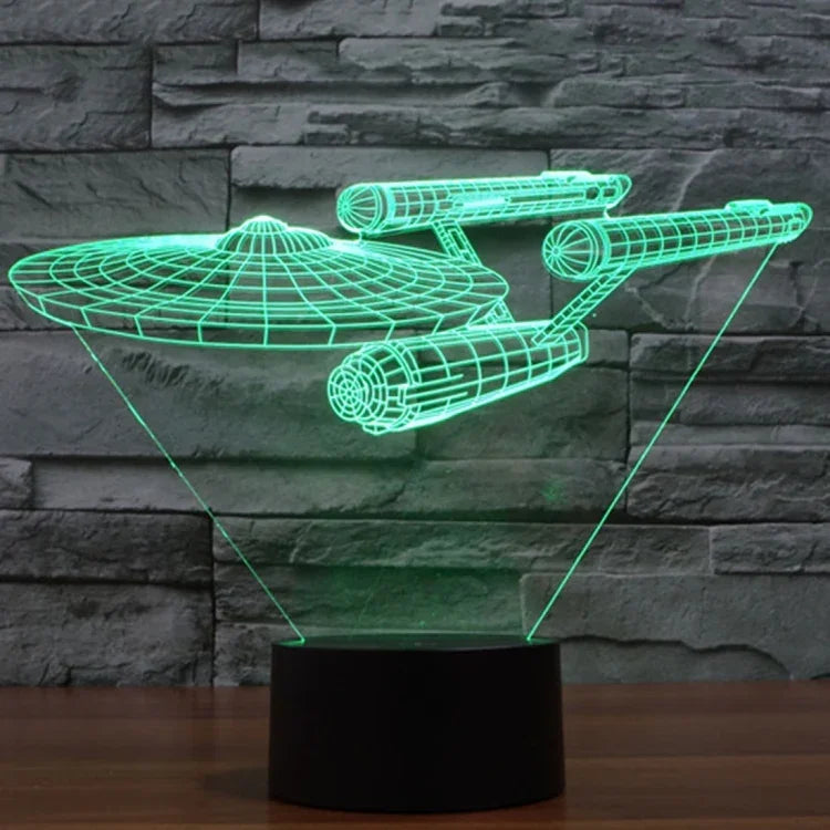 Lampe de bureau créative avec décoloration 7 couleurs, lampe de nuit stéréo visuelle, style vaisseau de guerre Star Trek