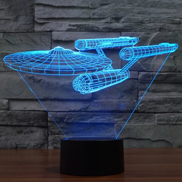 Lampe de bureau créative avec décoloration 7 couleurs, lampe de nuit stéréo visuelle, style vaisseau de guerre Star Trek