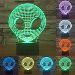 Lampe de bureau/veilleuse à stéréoscopie visuelle créative 7 couleurs avec décoloration, style Alien