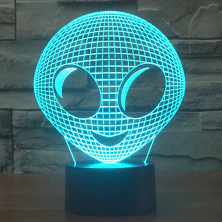 Lampe de bureau/veilleuse à stéréoscopie visuelle créative 7 couleurs avec décoloration, style Alien