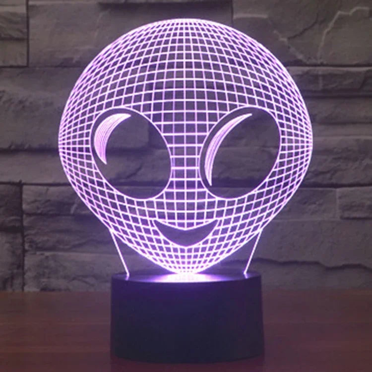 Lampe de bureau/veilleuse à stéréoscopie visuelle créative 7 couleurs avec décoloration, style Alien