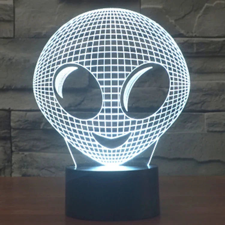 Lampe de bureau/veilleuse à stéréoscopie visuelle créative 7 couleurs avec décoloration, style Alien