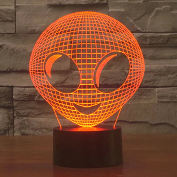 Lampe de bureau/veilleuse à stéréoscopie visuelle créative 7 couleurs avec décoloration, style Alien