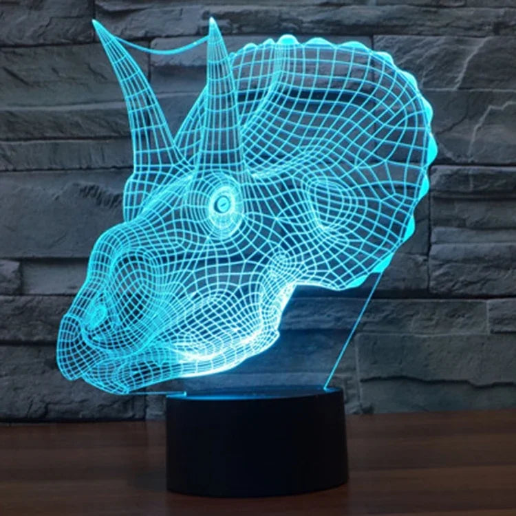 Lampe de bureau luminaire d'ambiance stéréoscopique visuelle créative 7 couleurs, style dinosaure