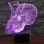 Lampe de bureau luminaire d'ambiance stéréoscopique visuelle créative 7 couleurs, style dinosaure
