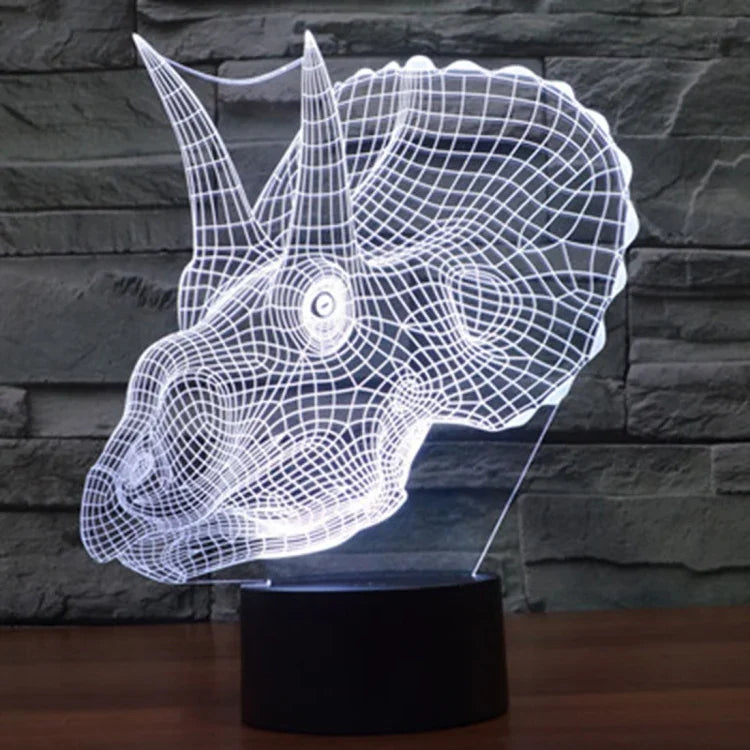 Lampe de bureau luminaire d'ambiance stéréoscopique visuelle créative 7 couleurs, style dinosaure