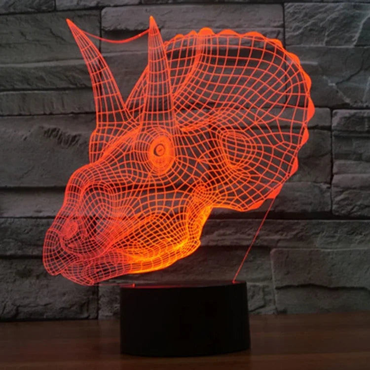 Lampe de bureau luminaire d'ambiance stéréoscopique visuelle créative 7 couleurs, style dinosaure