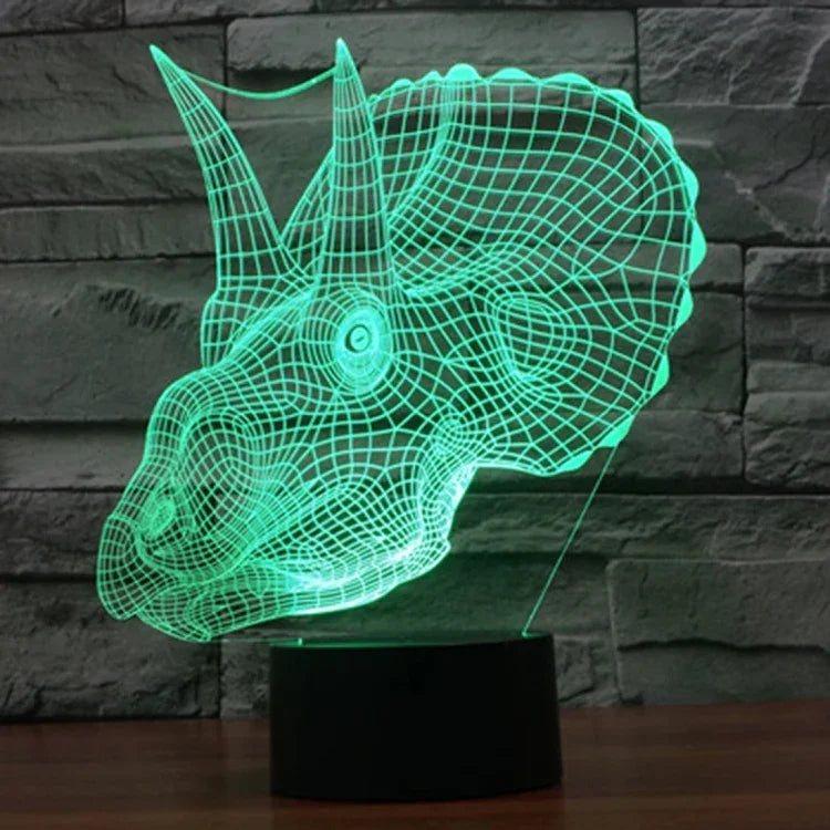 Lampe de bureau luminaire d'ambiance stéréoscopique visuelle créative 7 couleurs, style dinosaure