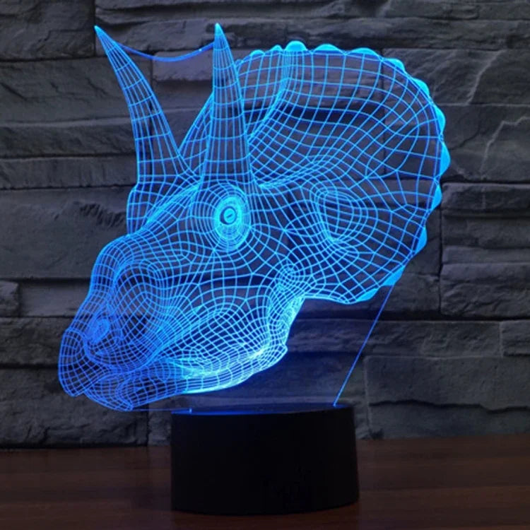 Lampe de bureau luminaire d'ambiance stéréoscopique visuelle créative 7 couleurs, style dinosaure