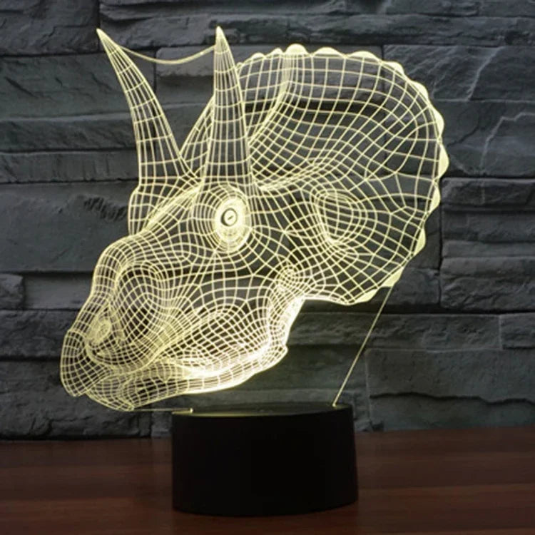 Lampe de bureau luminaire d'ambiance stéréoscopique visuelle créative 7 couleurs, style dinosaure