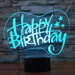 Lampe de bureau créative à stéréoscopie visuelle 7 couleurs, veilleuse style joyeux anniversaire